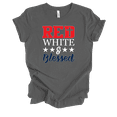 thumbnail image 1 of Red White And Blessed American Inspirational Christian Verse Fourth Of July Event Red White And Blue Ladies Graphic T-Shirt-Ashpalt -large, 1 of 1