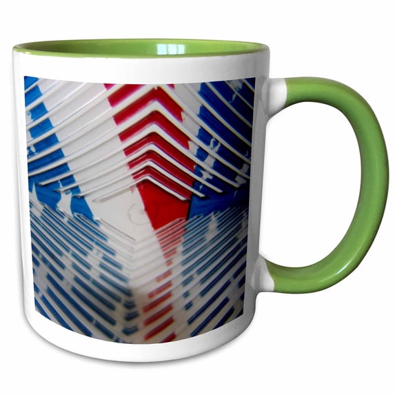 3drose, Red White and Blue, 15oz Two-tone Green Mug