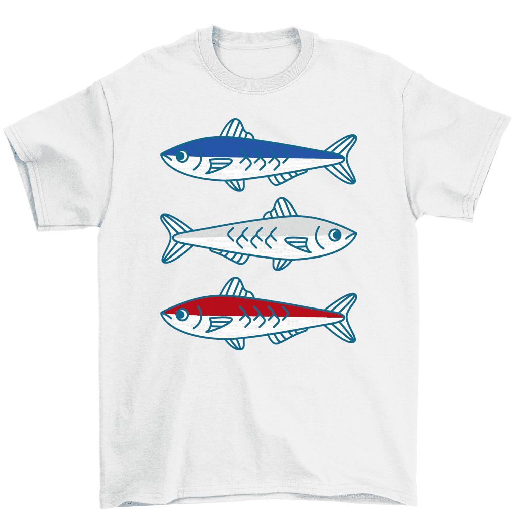 Red White And Blue Fish T-Shirt US Flag Fishing Tee Men Women