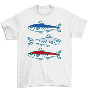 JAX OF HEARTS Red White And Blue Fish T-Shirt US Flag Fishing Tee Men Women