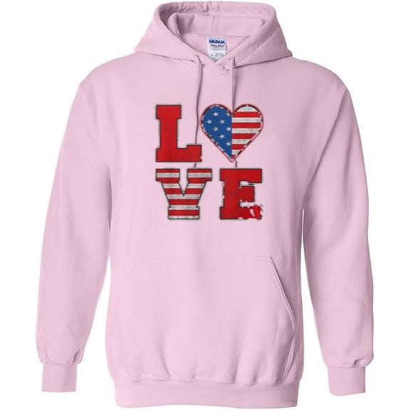 Red White And Blue For Love Flag, Patriotic USA, Sweetheart, Heart, Couple Love Hoodie Unisex, up to 5XL