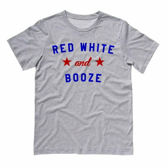 Red White And Booze 4th of July Shirt 2X-Large Grey
