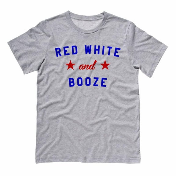Red White And Booze 4th of July Shirt Small Grey