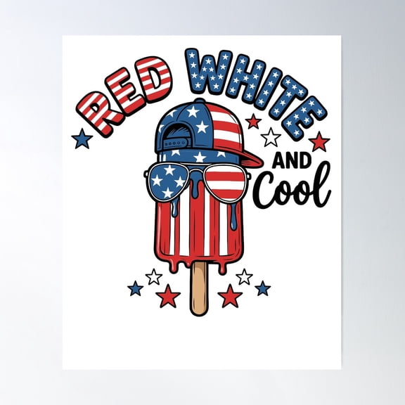 Red White And Cool Popsicle Fourth Of July Summer Design Unframed Paper Print