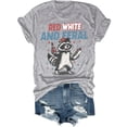 thumbnail image 1 of Red White And Feral Shirt 4th Of July Shirts For Women Man Raccoon Independence Day Tshirt, 1 of 7