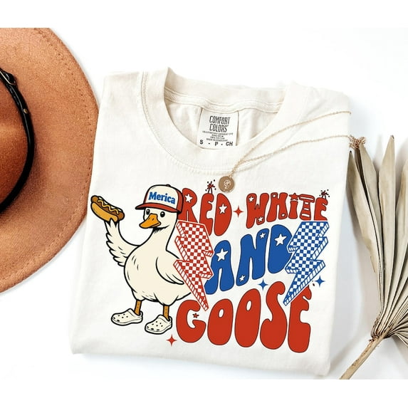 Red White And Goose T-shirt, Patriotic Goose Shirt, 4th Of July Sublimation Designs, Funny USA Shirt, Goose Shirt, Retro 4th July TH140548