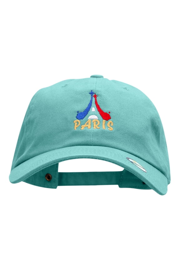 Red White And Paris Embroidered Washed Cap - Mint OSFM
