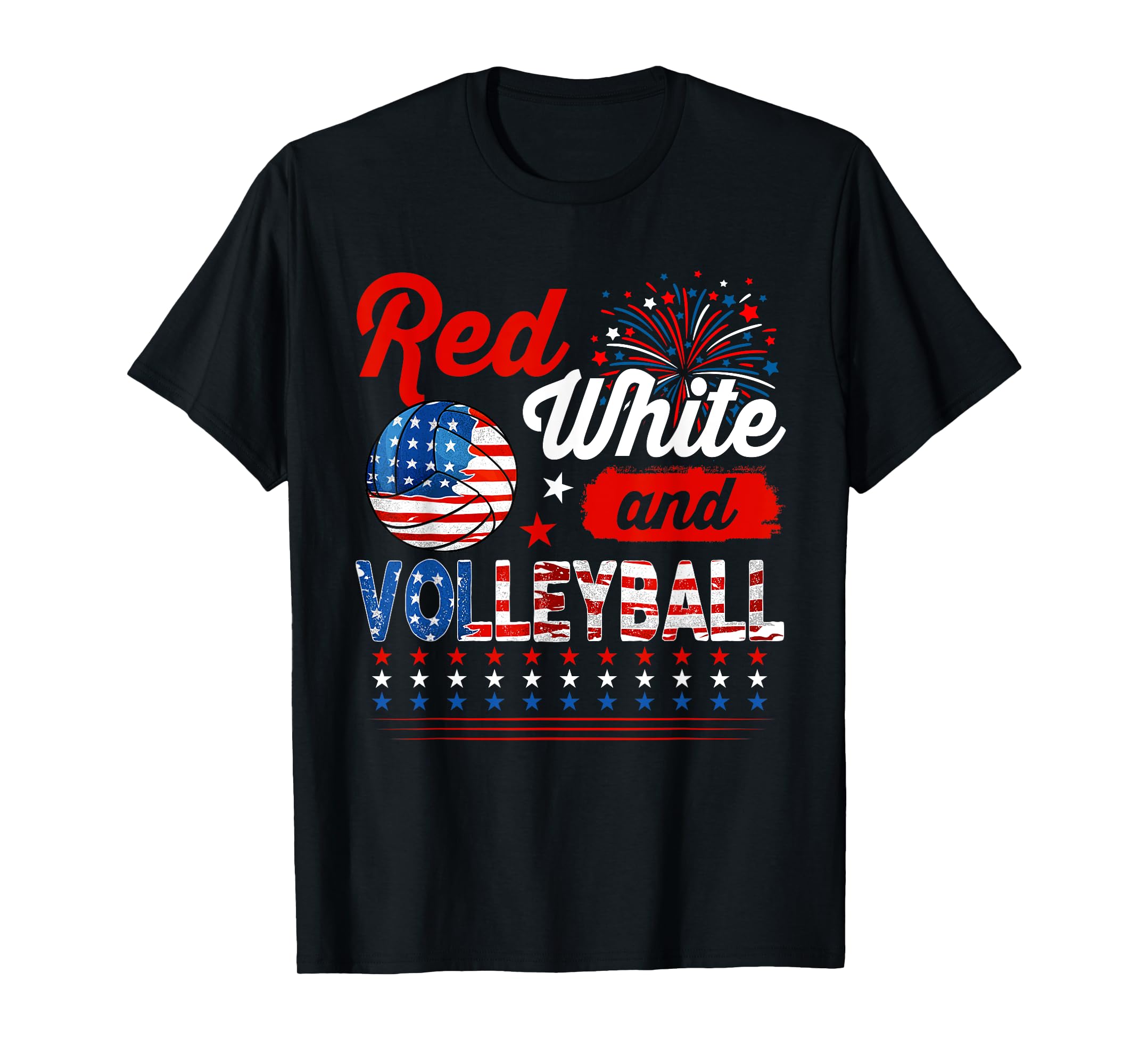 Red White And Volleyball 4th Of July American Flag Player TShirtXL