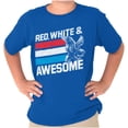 thumbnail image 1 of Red White Awesome American Patriot Crewneck T Shirts Boy Girl Teen Brisco Brands XS, 1 of 6