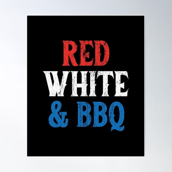 Red White BBQ Fourth Of July Summer Design Unframed Canvas 8x10in