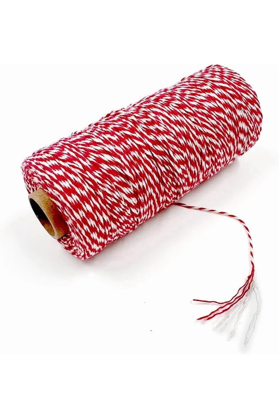 Red and White Bakers Twine 656 feet  100% Cotton 6-Ply 1.3mm Baker's String for Gift Wrapping, Christmas Crafts, DIY Decoration, Butchers, Baking  Tightly Twisted Spool Roll