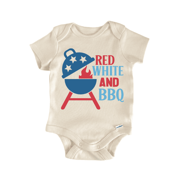 Red White Bbq July 4Th Newborn Baby Bodysuit