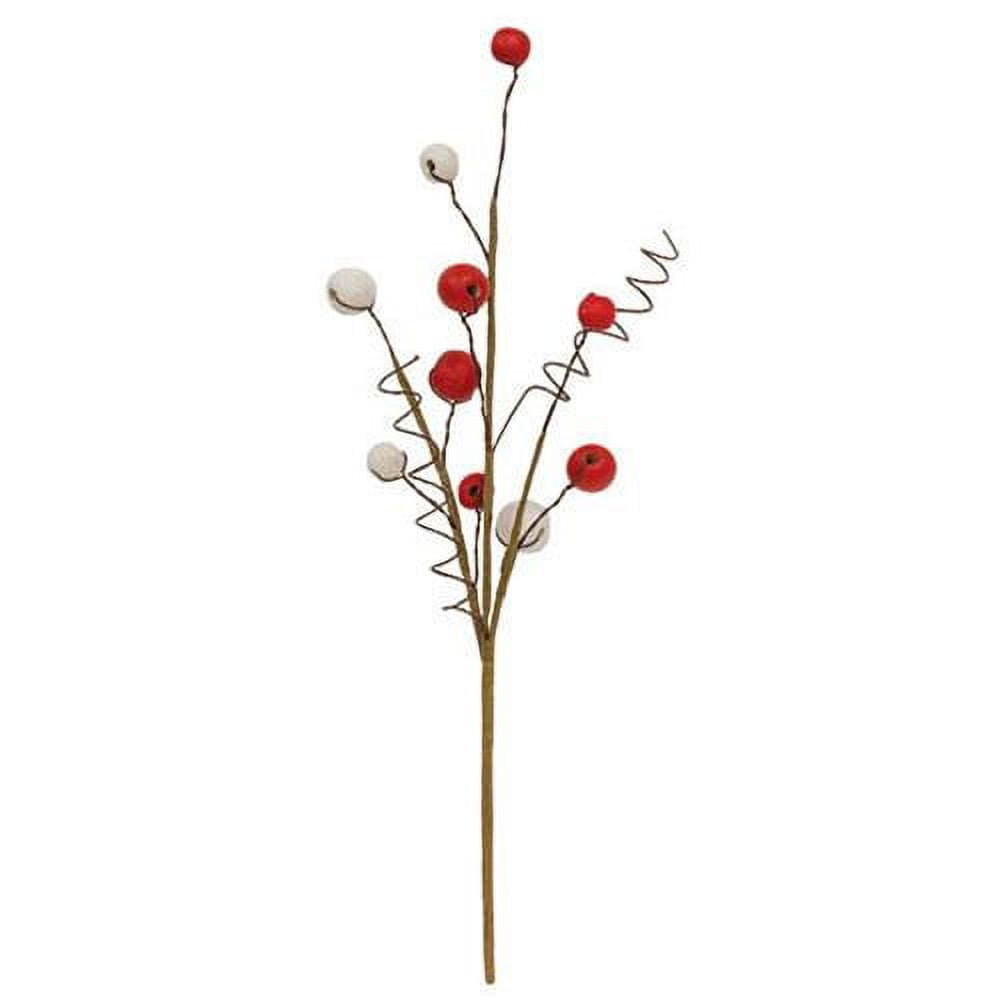 Red & White Bead Berry Pick 12"
