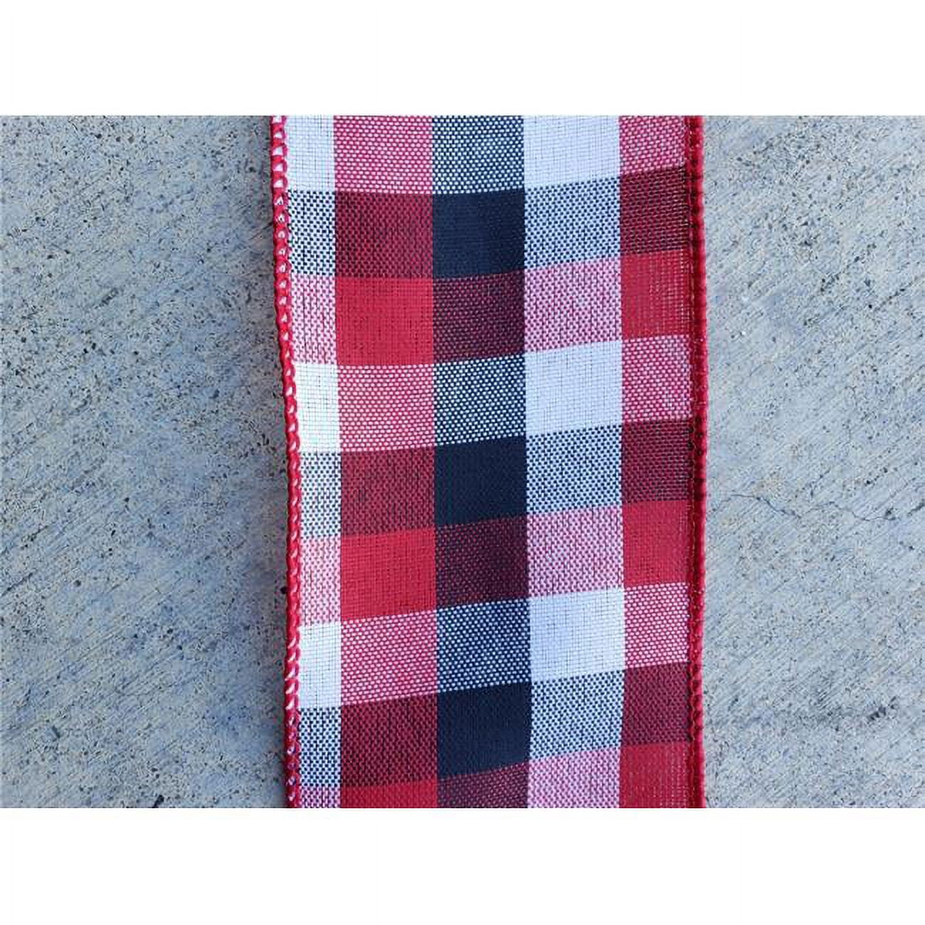 Red, White & Black Checked Wired Ribbon
