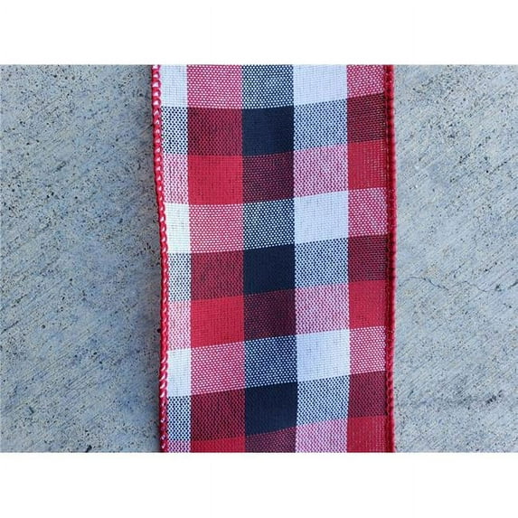Red, White & Black Checked Wired Ribbon