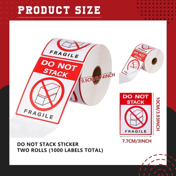 Red White Black Do Not Stack Warning Stickers 2 Rolls 1000 Labels 4x3 Inches Heavy Duty