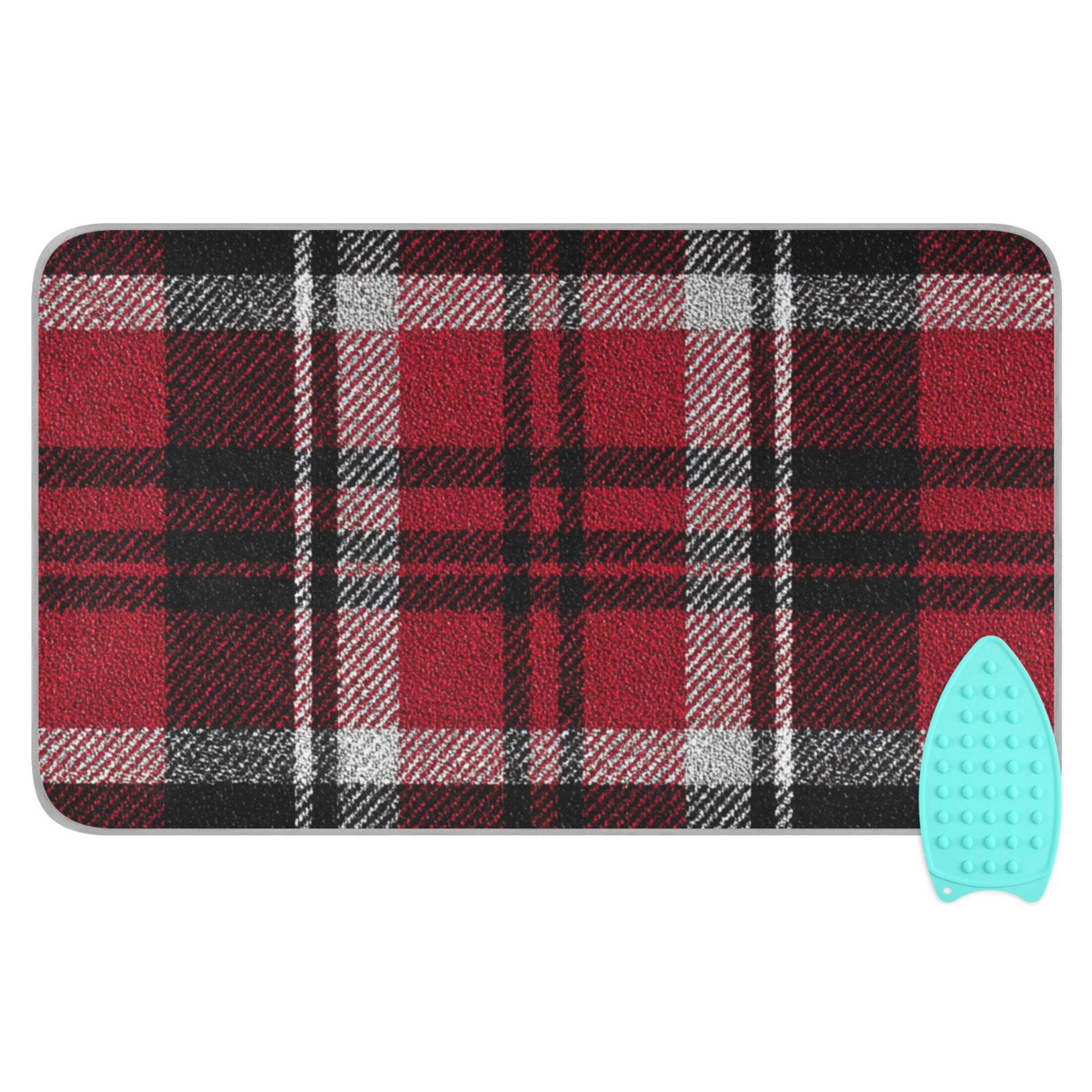 Red White Black Plaids Ironing Mat Blanket Portable Travel Ironing Pad Heat Resistant Pad 47.2" x 27.6”
