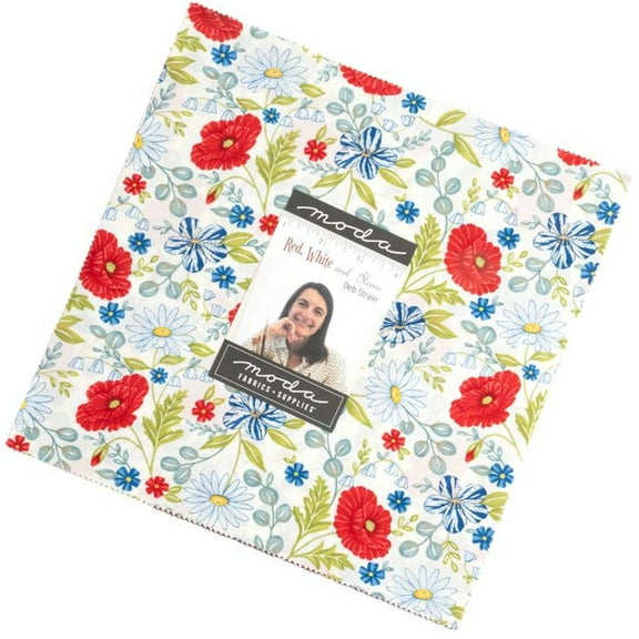 Red White & Bloom Layer Cake by Deb Strain; 42 - 10" Precut Fabric Quilt Squares