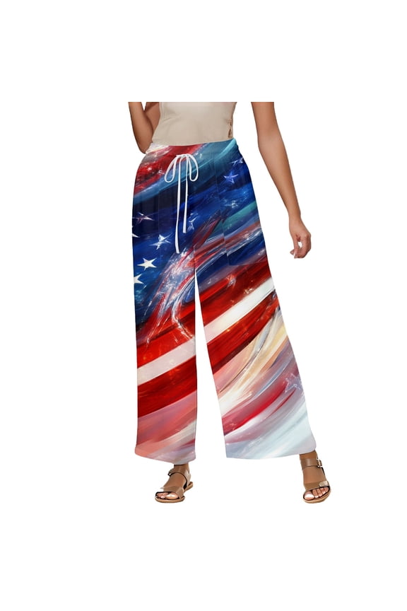Red White and Blue 250Th Anniversary Womens Pants, Patriotic Pride Women's Pants, Casual Comfort Clothes, Star Spangled Style, Lightweight Pants for 4Th of July Celebration Vermilion Size: XL
