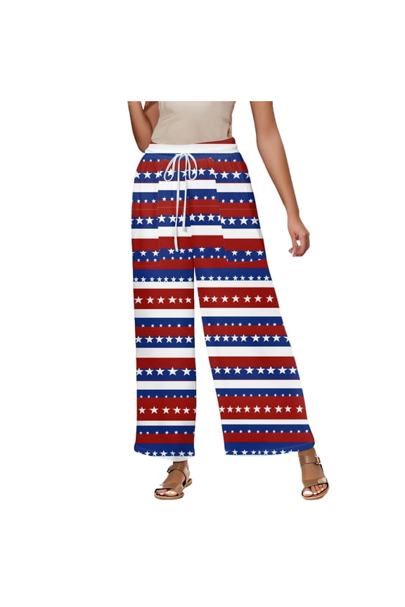 Red White and Blue 250Th Anniversary Womens Pants, Patriotic Pride Women's Pants, Casual Comfort Clothes, Star Spangled Style, Lightweight Pants for 4Th of July Celebration Royal Blue Size: M