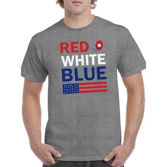 Red White Blue 4Th T-Shirt Men -Image by Shutterstock, Male Medium