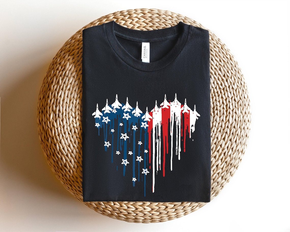 WEITUN Men's Patriotic 4th Of July T-Shirt - Air Force Flyover Graphic, Red White Blue, Cotton Blend Tee - View #8