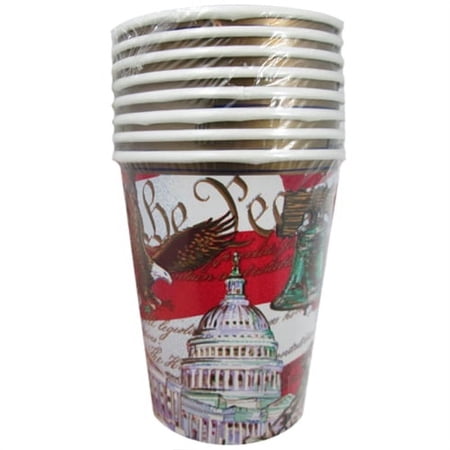 Various 9oz Blue & White Paper Cups (Set of 8)