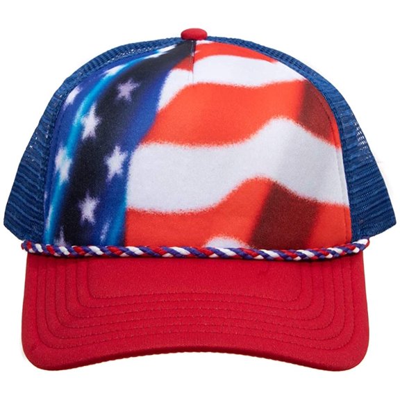 Red, White & Blue American Flag Snapback Trucker hat