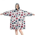 thumbnail image 1 of Red White Blue Baseballs and Stars Pattern Wearable Oversized Blanket,Wearable Blanket Hoodie for Adults,Cozy Hooded Blankets with Super Pockets,Super Warm Fuzzy Pullover for Women & Men, 1 of 6