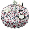 thumbnail image 1 of Red White Blue Baseballs and Stars Pattern Round Tablecloth 60"x60",Wrinkle Wipeable Table Cloth for Kitchen Dining Room Picnic Patio Party, 1 of 6