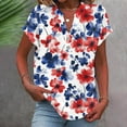 thumbnail image 1 of Red White and Blue Blouse for Women Red White and Blue Women Shirts Patriotic Shirts Fourth of July Tshirts Shirts Women Fashion Casual Printed Short Sleeve Button Home V-Neck T-Shirt Blouses, 1 of 5