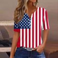 thumbnail image 1 of Red White and Blue Blouses for Women American Flag Women Shirts Fourth of July Shirt Women Memorial Day Shirts Women's Casual Independence Day Printed Short Sleeve V-Neck Top, 1 of 5