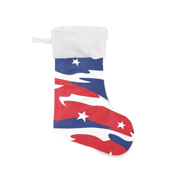 Red White Blue Camouflage Pattern Stars Christmas Stockings Large Capacity 18 inch Gift Bag with Hook Xmas Holiday Decor 2 Pack