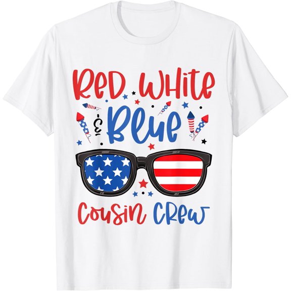 Red White Blue Cousin Crew USA Sunglasses T-Shirt