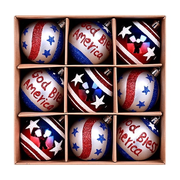 Red White Blue Decorative Balls Set Independence Day Hanging Tree Ornaments for Christmas Tree Wreath Garland Home Party Decor Holiday Decoration Supplies for Memorial