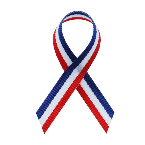 Red/White/Blue Fabric Awareness Ribbons - Bag of 250 Lapel Ribbons w/ Clutch Pins