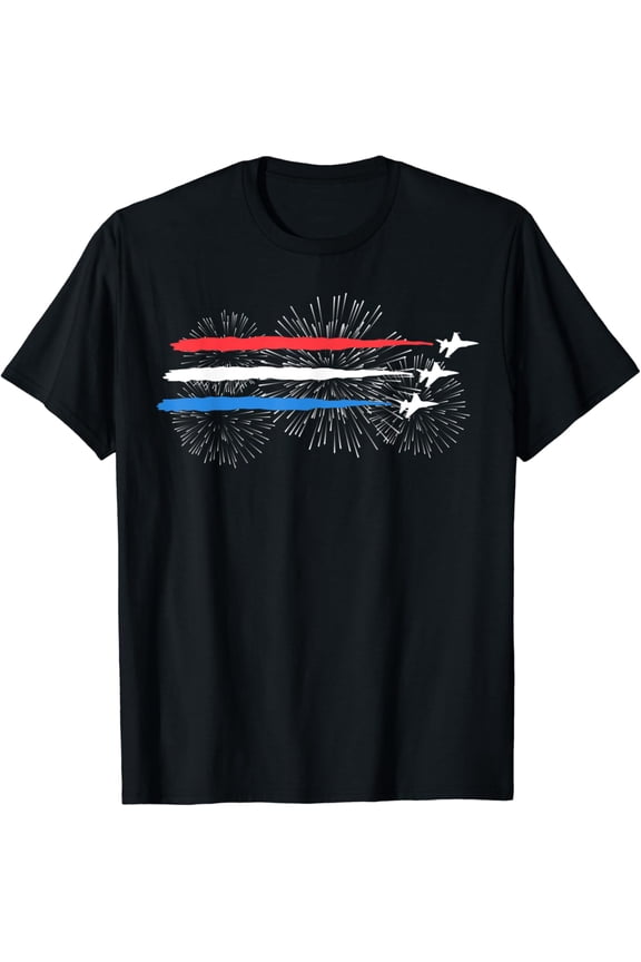 Red White Blue Fighter Jets Fireworks T-Shirt