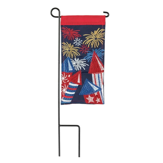 Red White Blue Fireworks 13.9 x 5.8 Mini Polyester Outdoor Hanging Garden Flag