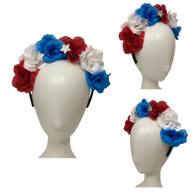 Red White + Blue Flower Crown Headband Queen Jubilee Union Jack Fancy