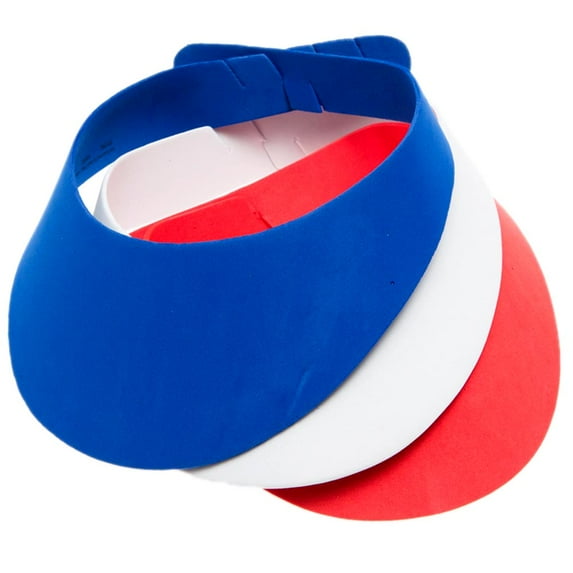 Red, White & Blue Foam Visors - Party Wear - 12 Pieces