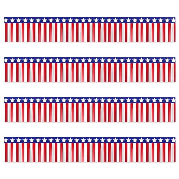 Red White and Blue Foil Fringe Curtain Banner Patriotic Tinsel Backdrop for Holiday Party Decoration Festive Home and Yard Display 1pc 1ft wide, 19ft long