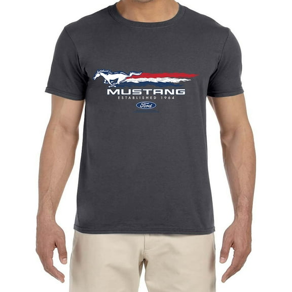 Red White Blue Ford Mustang T-shirt Mens Graphic Tees Short Sleeve Gray