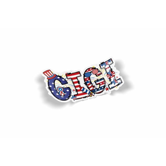 Red White Blue Gigi Waterproof Sticker