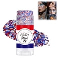 thumbnail image 1 of Red White Blue Hair Glitter Stick, 4th of July American Flag Star Face and Body Glitter, Fourth of July Accessories, Waterproof Glitter Makeup for Women for Football Game(B), 1 of 10