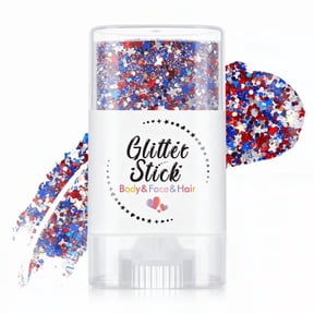 Red White Blue Hair Glitter Stick,Body Glitter Stick 4th of July Decoration,Patriotic Red White and Blue Hair Glitter Stick,Independence Day Outfits for Women,Waterproof Cheer Glitter
