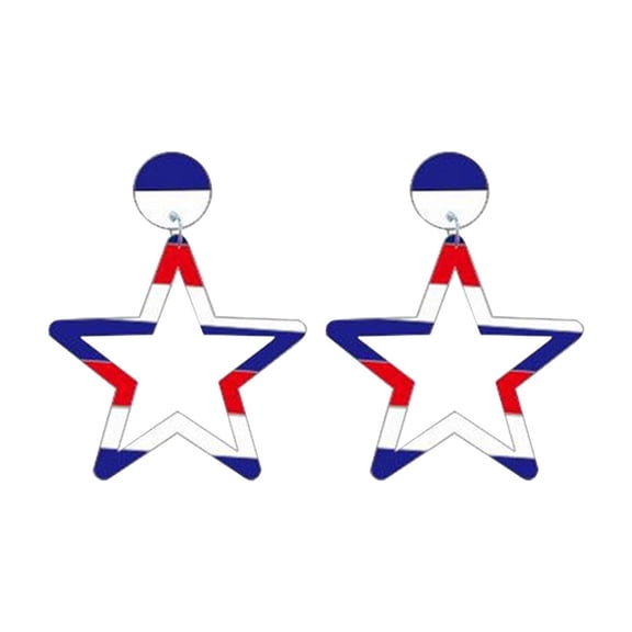 Red White Blue Independence Day Texas Star Acrylic Earrings, 4th of july decorations, Sturdy Patriotic USA Heart Ear Hooks for Summer BBQs, Tailgates & Block Parties