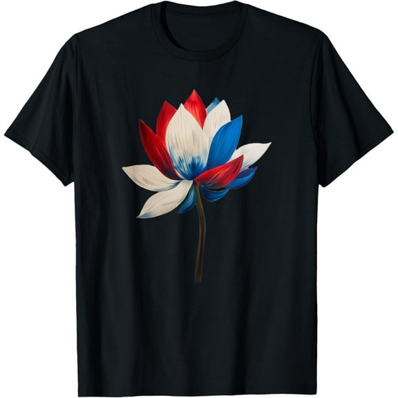 Red White Blue Lotus Symbol I'm With Her Kamala Watercolor T-Shirt