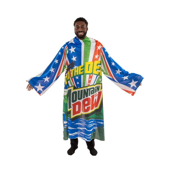 Snuggie Chill Wearable Blanket with Sleeves in Cool Touch Fabric, Mountain Dew Red White & Dew Americana
