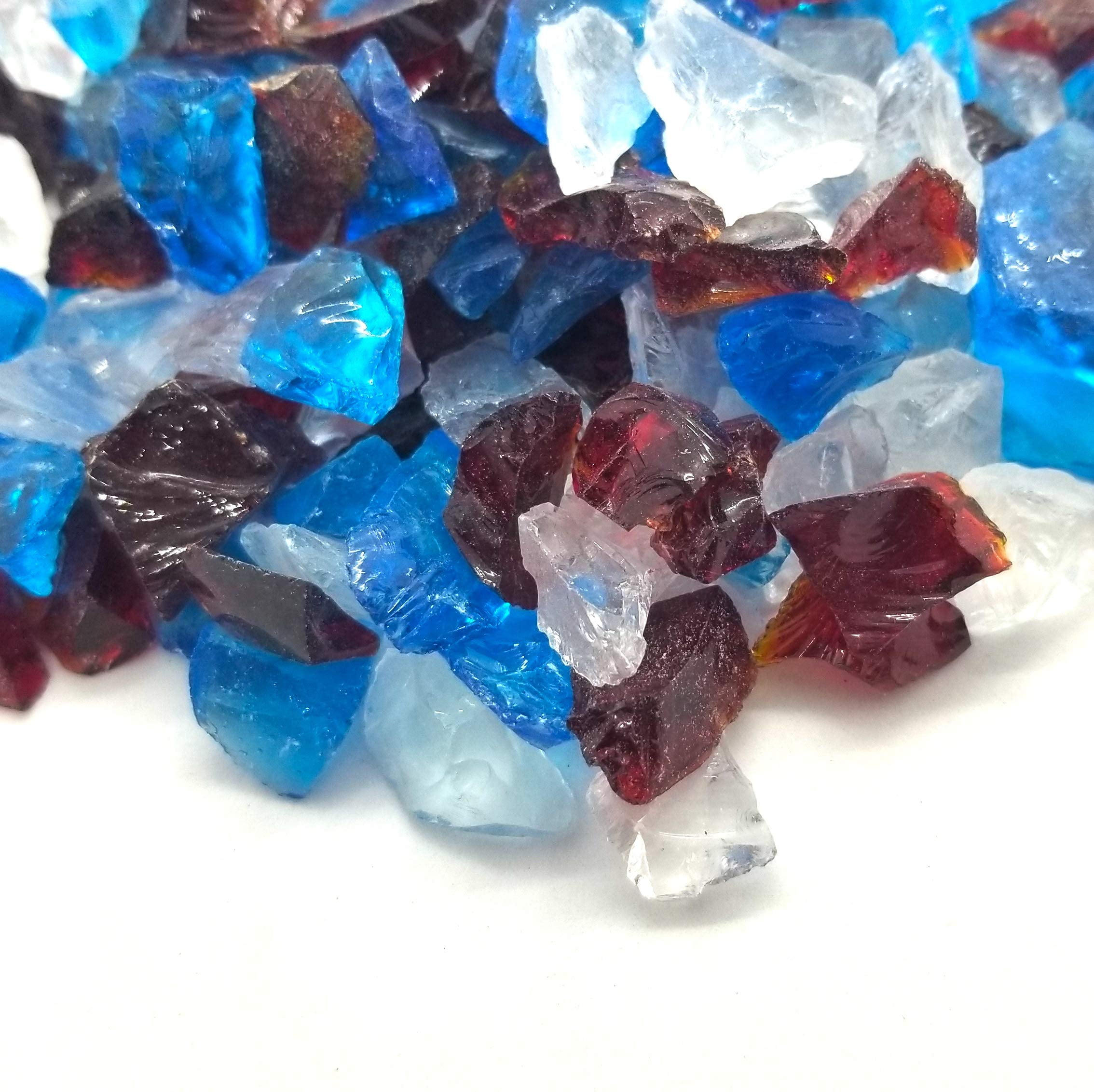 Red, White & Blue Multi Purpose Premium Decor & Fire Glass Rock 2-Pound ...