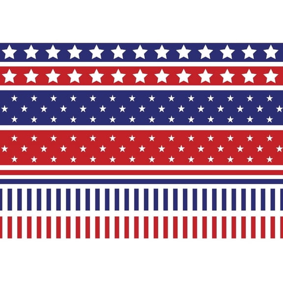 Red, White & Blue Multi Star Pattern Edible Image Cake Topper for Half Sheet Cake, by Tnct. (1 Count)